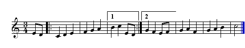repeated anacrusis and 1st and 2nd time bar anacrusis